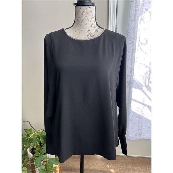 Chico's Silvertone Beaded Neck Blouse Black Size 2‎ (12/14) Party Date Night - Picture 1 of 13